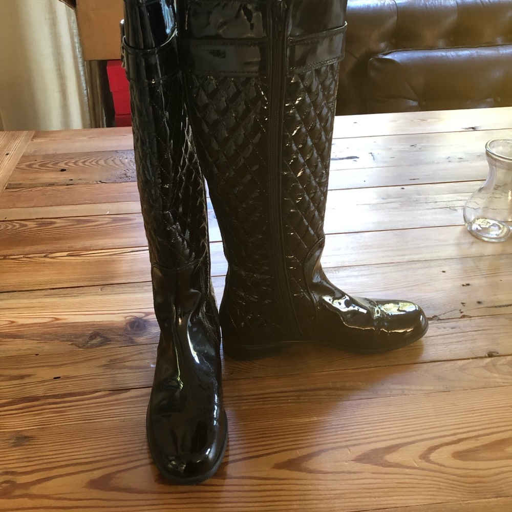 Stuart Weitzman patent rain boots. New